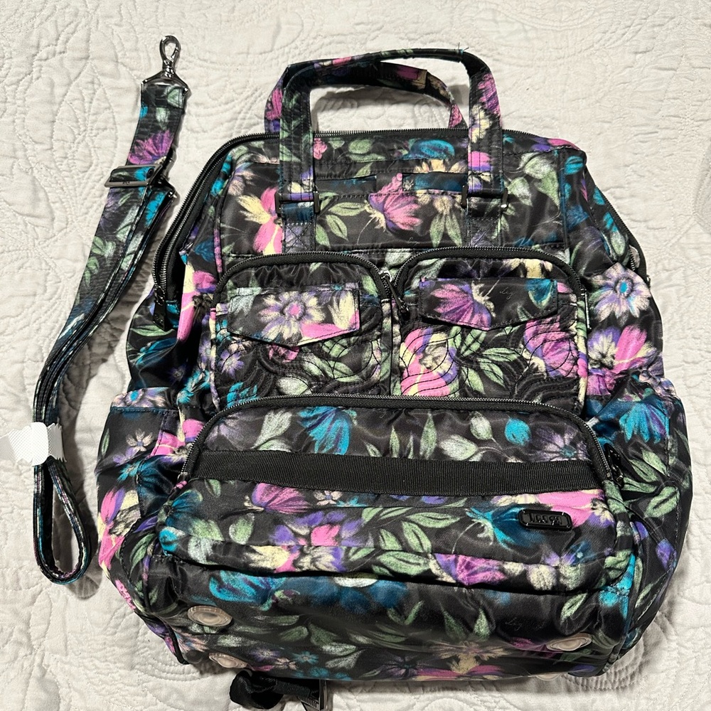 Lug Via Bag Convertible Backpack - Bloom Black - EUC